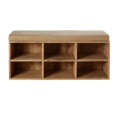 Maisons Du Monde Banquettes Banquette 6 Casiers En Manguier Et Coton Beige Foncé