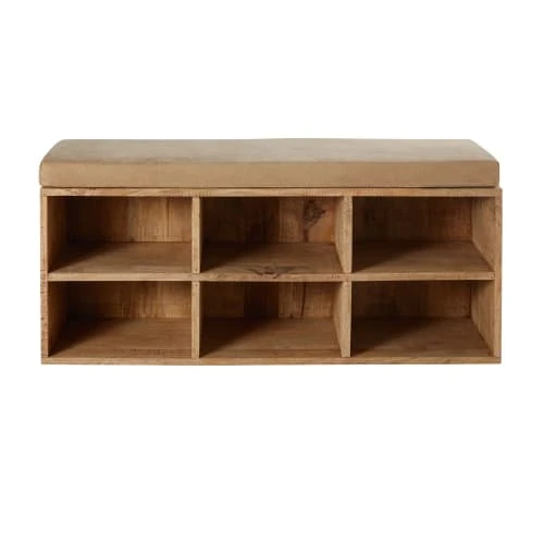 Maisons Du Monde Banquettes Banquette 6 Casiers En Manguier Et Coton Beige Foncé