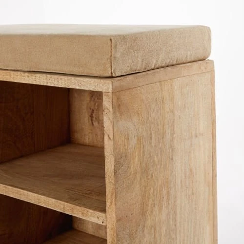 Maisons Du Monde Banquettes Banquette 6 Casiers En Manguier Et Coton Beige Foncé – Image 3