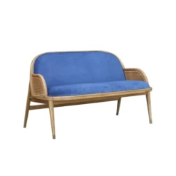 Robin Des Bois Banquettes Banquette Chêne Cannage Et Velours 2 Places Bleu