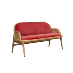 Robin Des Bois Banquettes Banquette Chêne Cannage Et Velours 2 Places Brique