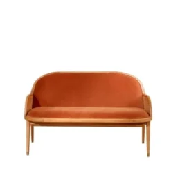 Robin Des Bois Banquettes Banquette Chêne Cannage Et Velours 2 Places Caramel