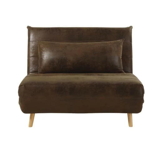 Maisons Du Monde Canapés Petits Prix Banquette Clic-clac 1 Place En Suédine Marron – Image 4