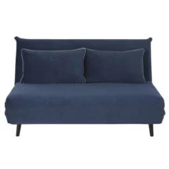 Maisons Du Monde Canapés Petits Prix Banquette Clic-clac 2 Places En Velours Bleu