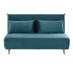 Maisons Du Monde Canapés Petits Prix Banquette Clic-clac 2 Places En Velours Bleu Pétrole