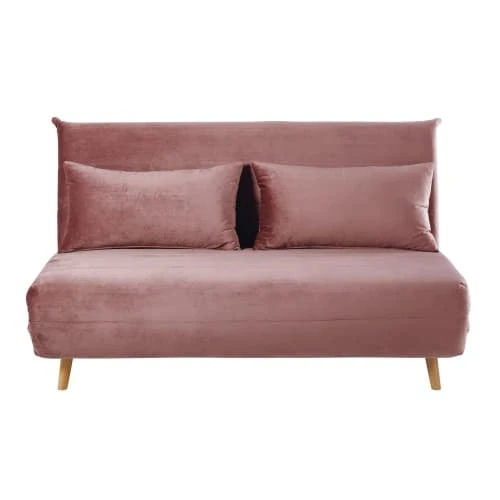 Maisons Du Monde Canapés Petits Prix Banquette Clic-clac 2 Places En Velours Vieux Rose