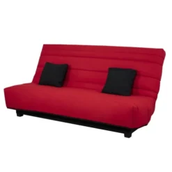 Relaxima Canapés Petits Prix Banquette Clic-Clac Rouge- 3 Places