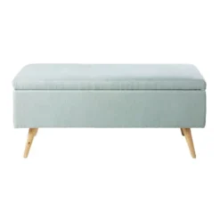 Maisons Du Monde Banquettes Banquette Coffre 2 Places En Lin Vert Et Hévéa