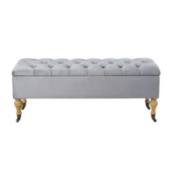 Maisons Du Monde Banquettes Banquette Coffre 2 Places En Velours Gris