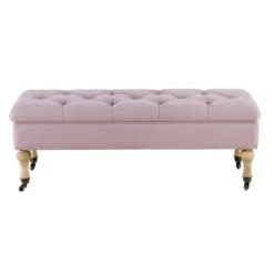 Maisons Du Monde Banquettes Banquette Coffre Ă Roulettes En Lin Rose
