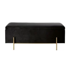 Maisons Du Monde Banquettes Banquette Coffre En Velours Noir Et Métal Doré