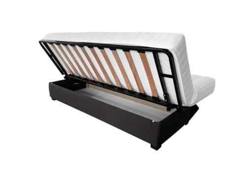 DIVA SALON Banquettes Banquette Convertible Clic-clac 3 Places En Tissu Gris Ardoise – Image 3