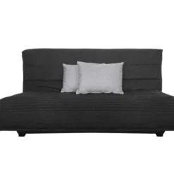 DIVA SALON Banquette Convertible Clic-clac 3 Places En Tissu Gris Charbon