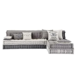 Maisons Du Monde Canapés D'angle Banquette D'angle Modulable 6 Places En Coton Gris