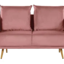 Beliani Canapés Petits Prix Canapé 2 Places 2 Personnes En Velours Rose