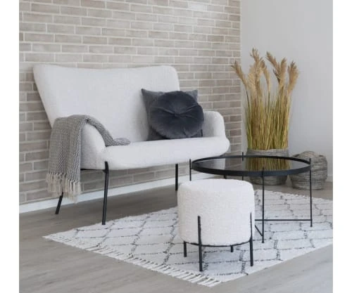 Meubles & Design Canapés Petits Prix Canapé 2 Places En Tissu Bouclé Beige – Image 2