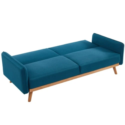 Homifab Canapés Droits Canapé 3 Places Convertible En Tissu Bleu – Image 3