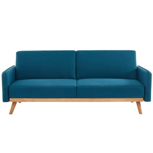 Homifab Canapés Droits Canapé 3 Places Convertible En Tissu Bleu