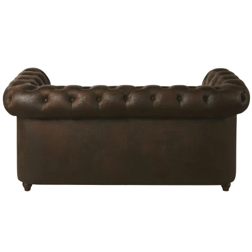 Maisons Du Monde Canapés Petits Prix Canapé Capitonné 2 Places En Suédine Marron – Image 3