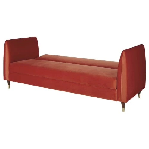 Maisons Du Monde Canapés Petits Prix Canapé Clic-clac 4 Places En Velours Orange – Image 2