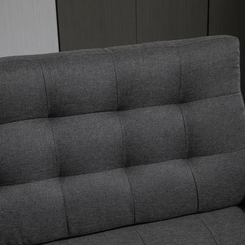 Homcom Canapés Petits Prix Canapé Convertible 2 Places Dossiers Inclinables Lin Gris – Image 5