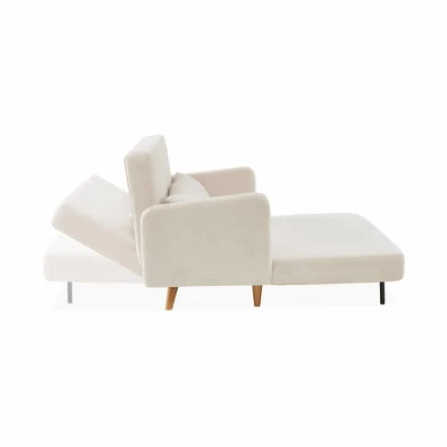 Alice's Garden Canapés Petits Prix Canapé Convertible 2 Places En Bouclette Blanche – Image 4