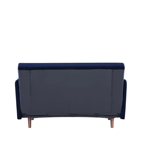 Drawer Canapés Petits Prix Canapé Convertible 2 Places En Velours Côtelé Bleu Marine – Image 5