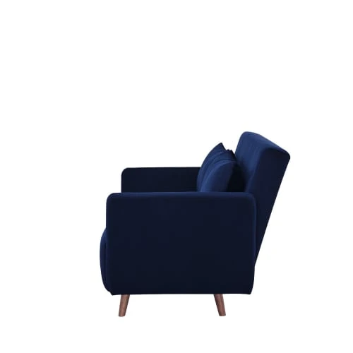 Drawer Canapés Petits Prix Canapé Convertible 2 Places En Velours Côtelé Bleu Marine – Image 6