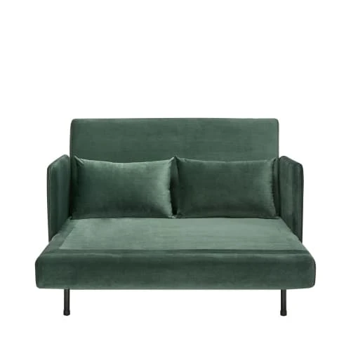 Drawer Canapés Petits Prix Canapé Convertible 2 Places En Velours Vert Forêt – Image 5