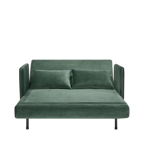 Drawer Canapés Petits Prix Canapé Convertible 2 Places En Velours Vert Forêt – Image 6