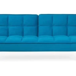 Beliani Canapés Petits Prix Canapé Convertible 3 Places En Tissu Bleu