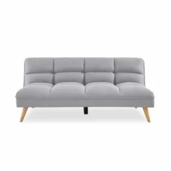 Alice's Garden Canapés Petits Prix Canapé Convertible 3 Places En Tissu Matelassé Gris Clair