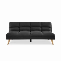 Alice's Garden Canapés Petits Prix Canapé Convertible 3 Places En Tissu Matelassé Gris Foncé