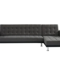 Baita Canapés Petits Prix Canapé D'angle Convertible En 6 Places Noir Et Gris