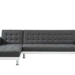 Baita Canapés Petits Prix Canapé D'angle Convertible En Tissu 6 Places Blanc Et Gris