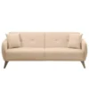 Usinestreet Canapés Petits Prix Canapé Droit 3 Places Convertible En Tissu Beige