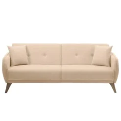 Usinestreet Canapés Petits Prix Canapé Droit 3 Places Convertible En Tissu Beige