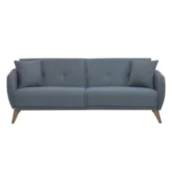 Usinestreet Canapés Droits Canapé Droit 3 Places Convertible En Tissu Bleu Clair