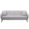 Usinestreet Canapés Petits Prix Canapé Droit 3 Places Convertible En Tissu Gris Clair