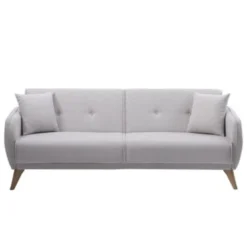 Usinestreet Canapés Petits Prix Canapé Droit 3 Places Convertible En Tissu Gris Clair