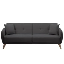 Usinestreet Canapés Droits Canapé Droit 3 Places Convertible En Tissu Gris Foncé