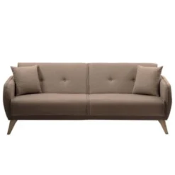 Usinestreet Canapés Petits Prix Canapé Droit 3 Places Convertible En Tissu Taupe