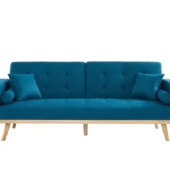 Baita Canapés Petits Prix Canapé Droit Convertible En Tissu 3 Places Bleu