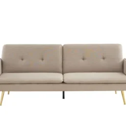 Baita Canapés Droits Canapé Droit Convertible En Tissu 3 Places Grège