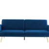 Baita Canapés Droits Canapé Droit Convertible En Velours 3 Places Bleu Marine