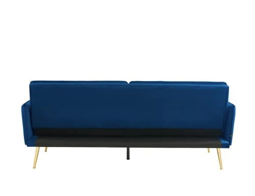 Baita Canapés Droits Canapé Droit Convertible En Velours 3 Places Bleu Marine – Image 5