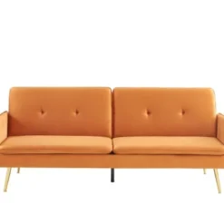 Baita Canapés Droits Canapé Droit Convertible En Velours 3 Places Rouille