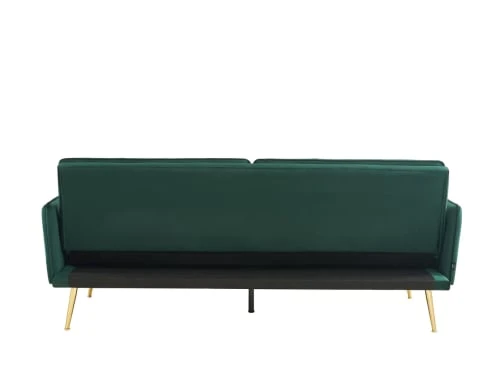 Baita Canapés Droits Canapé Droit Convertible En Velours 3 Places Vert Foncé – Image 5