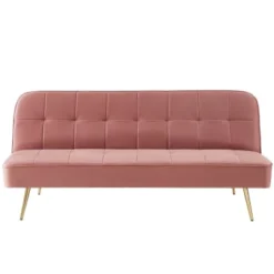 Baita Clic-clac Canapé Droit Convertible En Velours 3 Places Vieux Rose