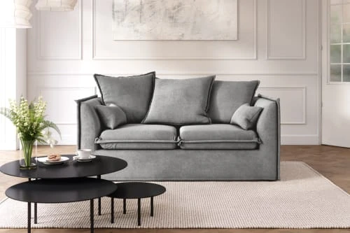 Cacharel Canapés Droits Canapé Droit En Tissu 2 Places Gris – Image 2